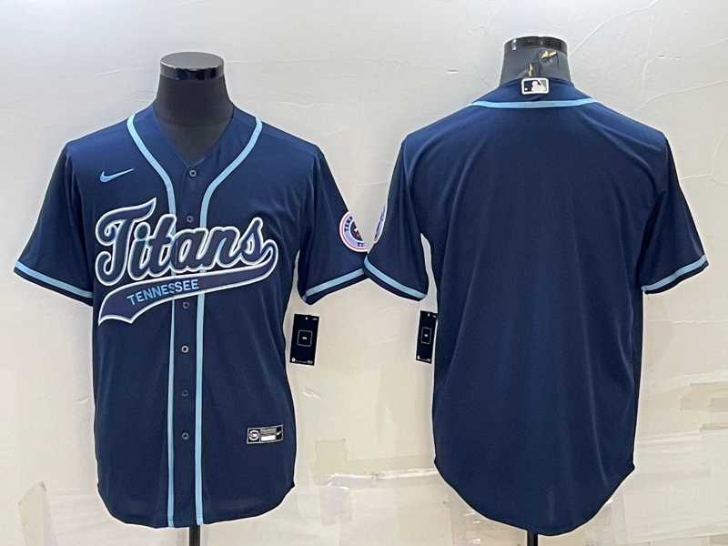 Mens Tennessee Titans Blank Navy With Patch Cool Base Stitched Baseball Jersey